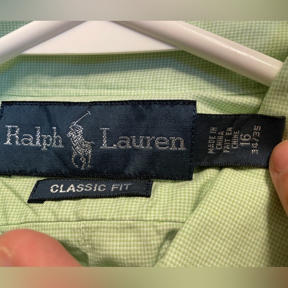 Polo Ralph Lauren Light Green Button-Down Long Sleeve Shirt Medium ( Neck‎ 16) - Picture 7 of 7